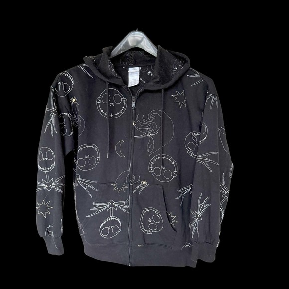 Disney Tops - Disney Nightmare Before Christmas Embroidered Jack Zip Hoodie Black M